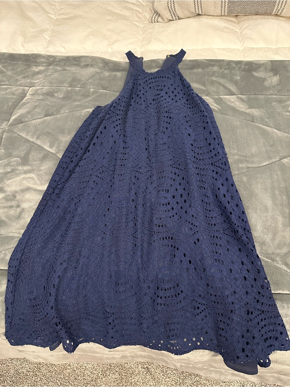 Lilly Pulitzer Navy Lace-Trim Dress